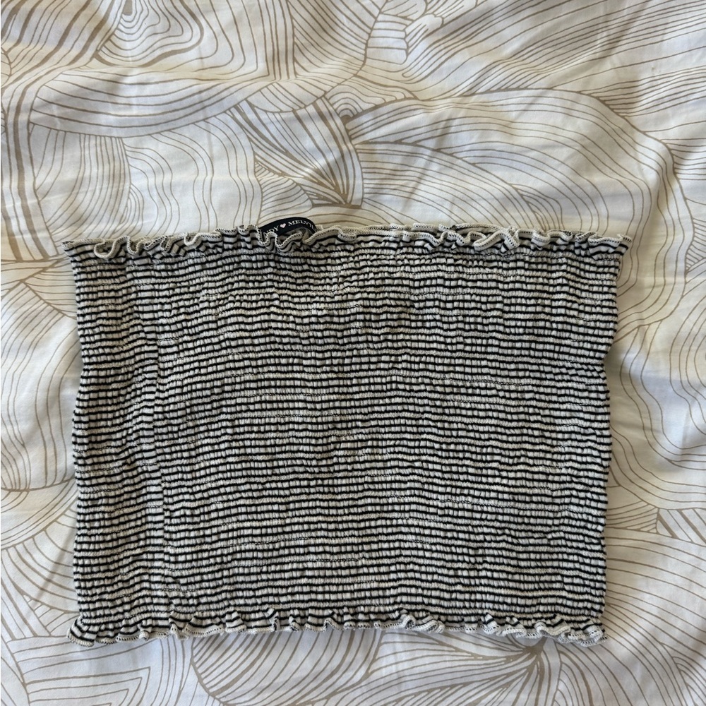 Brandy Melville Black and White Striped Tube Top
